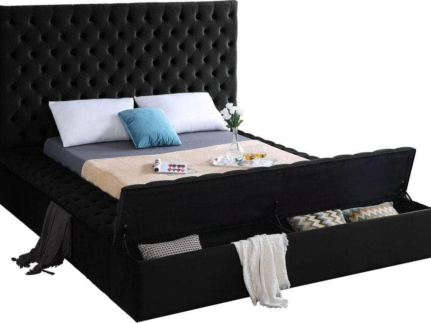 IFDC Blainville Tufted Velvet Storage Platform Bed, image 8