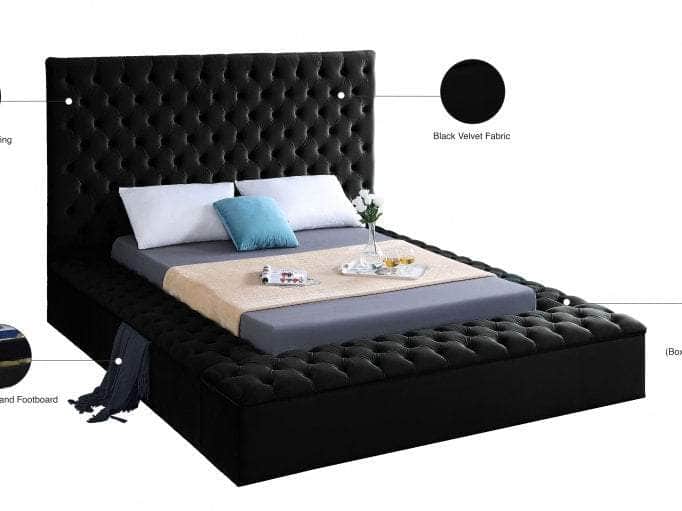 IFDC Blainville Tufted Velvet Storage Platform Bed, image 9