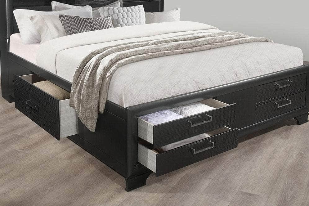 IFDC Ava 5 Piece Storage Platform Bedroom Furniture Set in Grey Lacquer Finish, image 2