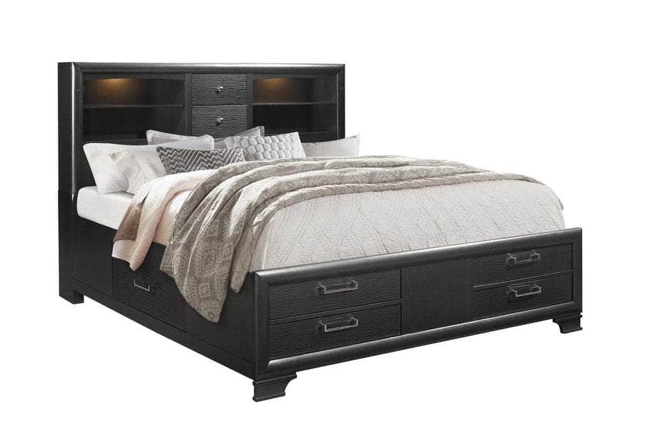 IFDC Ava 5 Piece Storage Platform Bedroom Furniture Set in Grey Lacquer Finish, image 4
