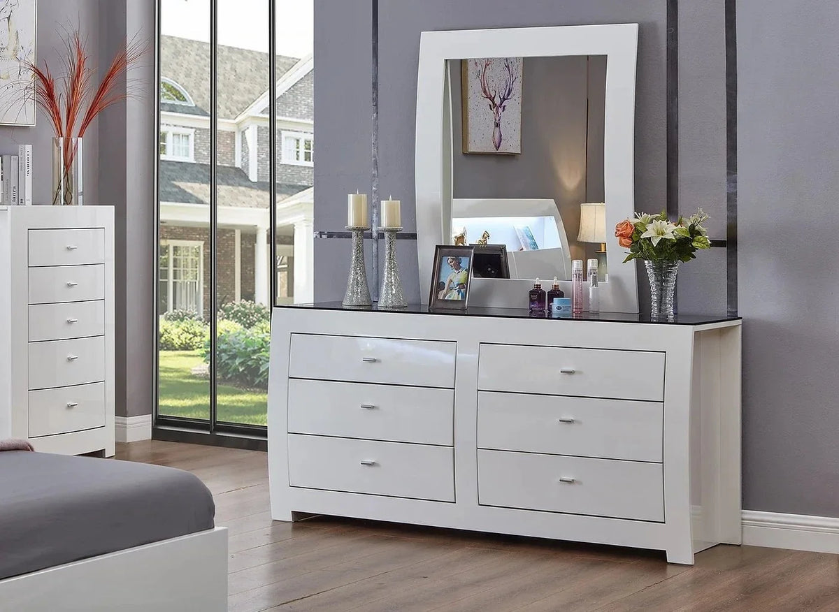 IFDC Barcelona 5 Piece White Platform Storage Bedroom Furniture Set, image 7