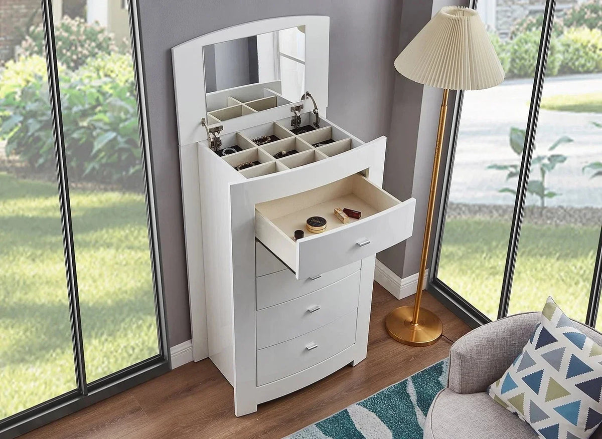 IFDC Barcelona 5 Piece White Platform Storage Bedroom Furniture Set, image 5