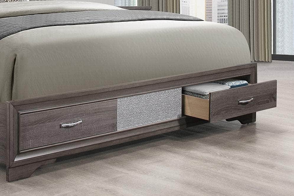 IFDC Harper Seville 5 Piece Storage Platform Bedroom Furniture Set in Weathered Grey, image 2
