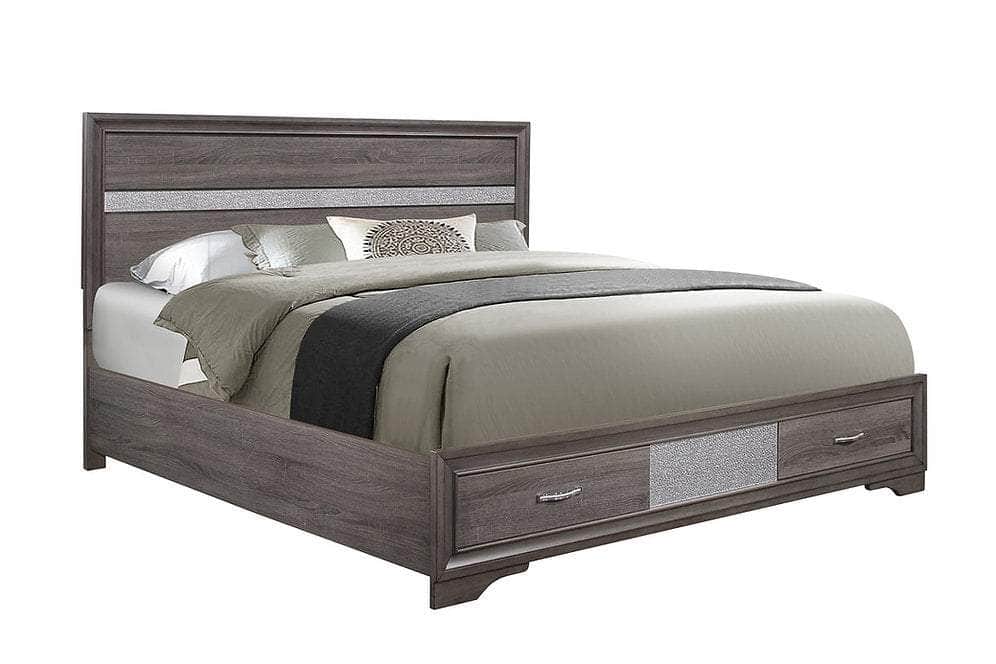IFDC Harper Seville 5 Piece Storage Platform Bedroom Furniture Set in Weathered Grey, image 4