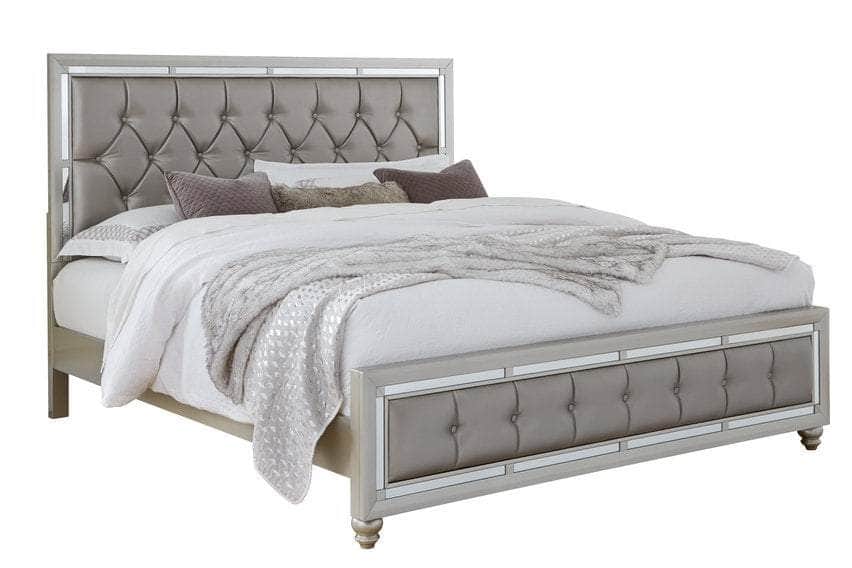 IFDC Luna 5 Piece Tufted Fabric Bedroom Furniture Set in Grey, image 2