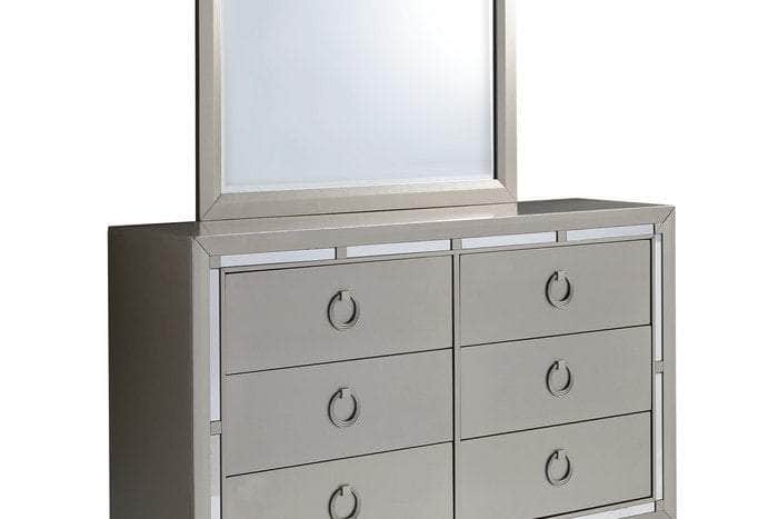 IFDC Luna 5 Piece Tufted Fabric Bedroom Furniture Set in Grey, image 3
