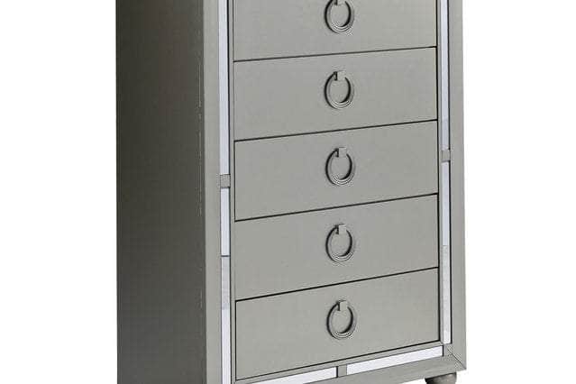 IFDC Luna 5 Piece Tufted Fabric Bedroom Furniture Set in Grey, image 4