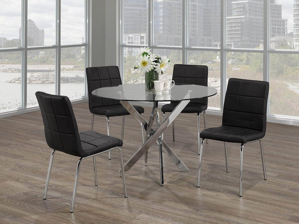 IFDC 44 Inch Ashcroft 5 Piece Round Glass Dining Room Furniture Set, image 2