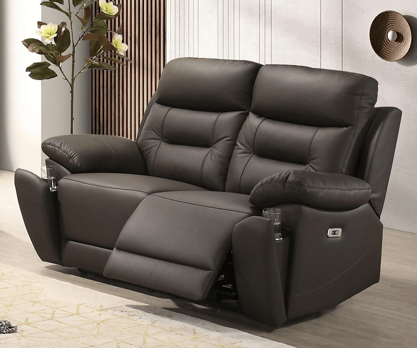 IFDC Calloway 64" Power Reclining Loveseat with Hidden Cupholders in Leather Match, image 1