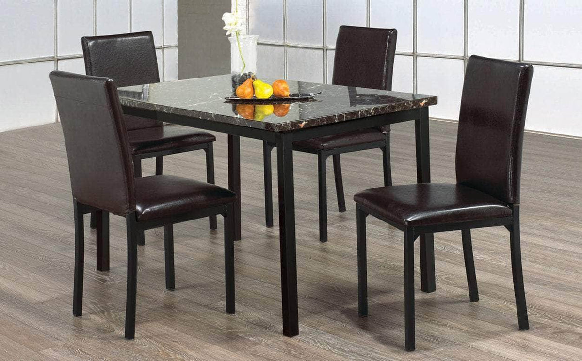 IFDC Pickering 5 Piece Faux Marble Top Dinette Set, image 3