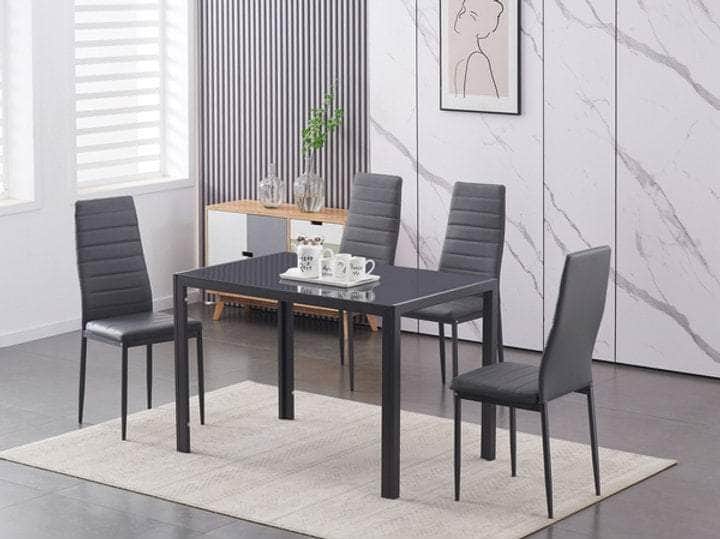 IFDC Berwick Grey Tempered Glass Rectangular Dining Room Furniture Set, image 1