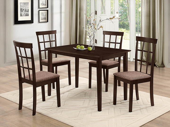 IFDC Bonavista 5 Piece Dining Room Furniture Set in Espresso, image 1