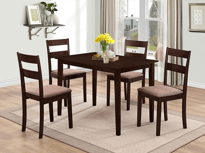 IFDC Bonavista 5 Piece Dining Room Furniture Set in Espresso, image 2