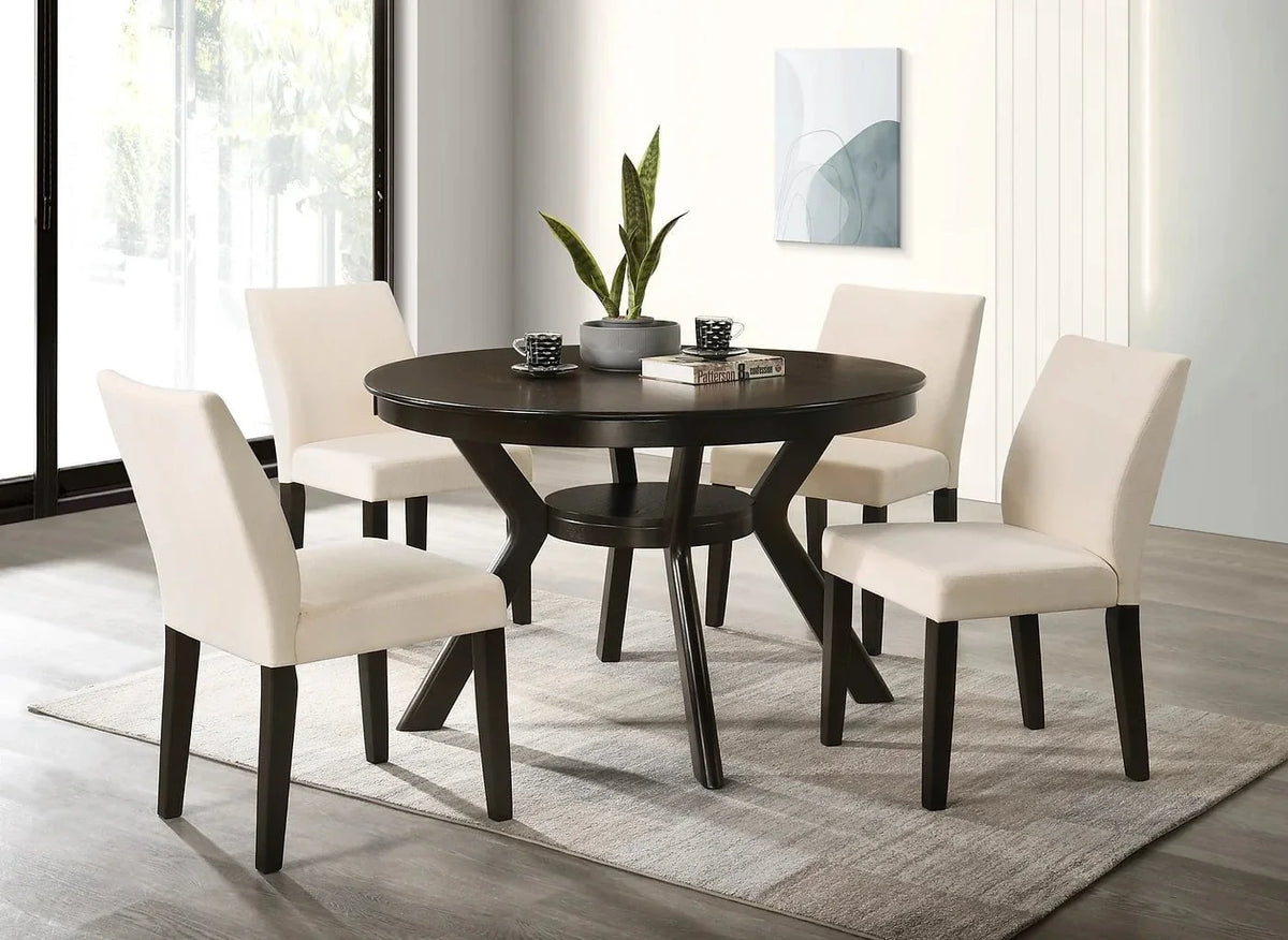 IFDC Rossland 5 Piece Round Espresso Dining Room Furniture Set, image 3