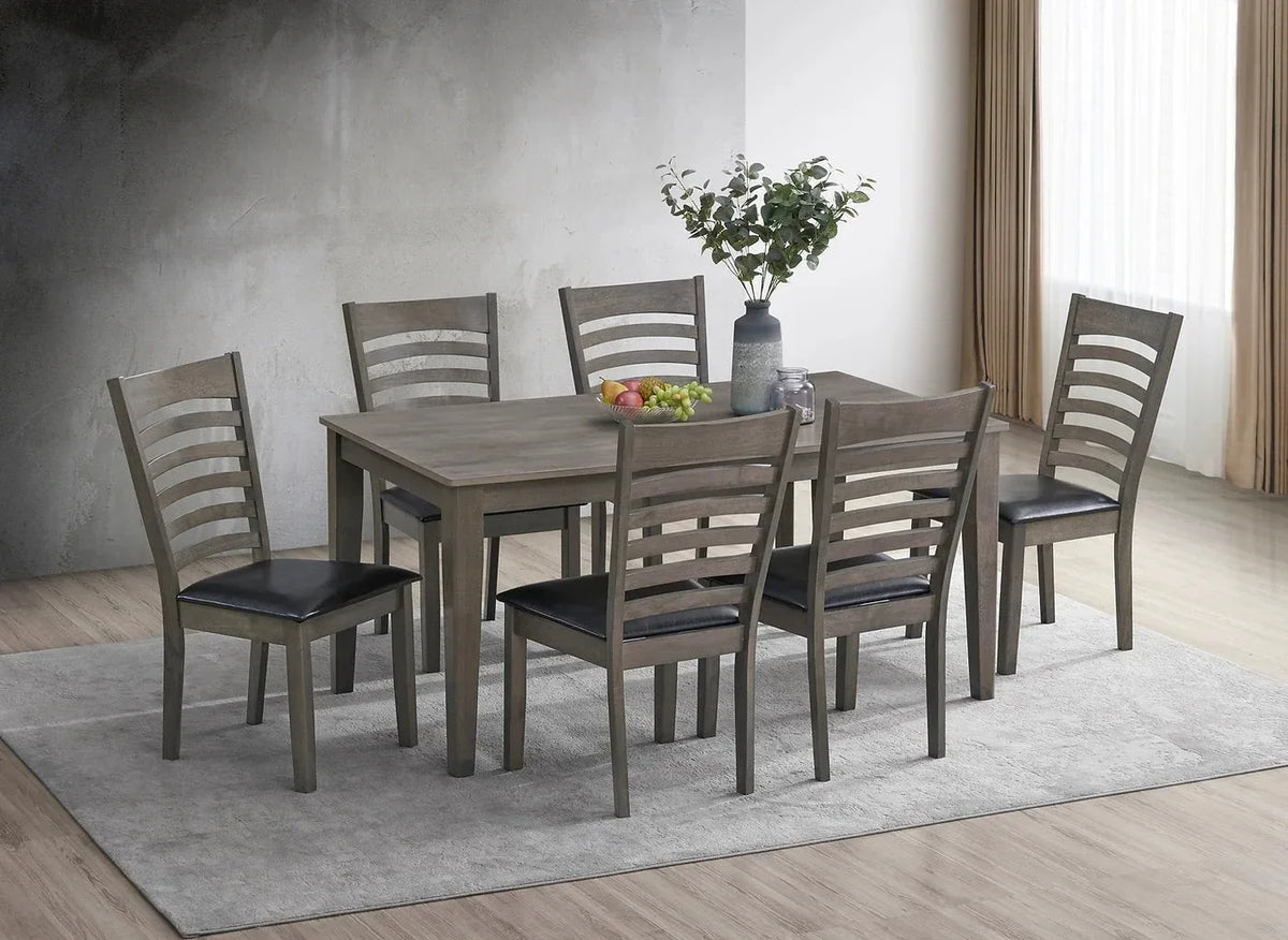 IFDC Kimberley 7 Piece Antique Grey Rectangular Dining Room Furniture Set, image 1