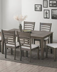 IFDC Kimberley 7 Piece Antique Grey Rectangular Dining Room Furniture Set, image 6