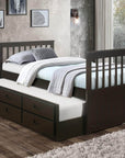 IFDC Lethbridge Twin Size Captains Platform Bed with Twin Size Trundle and 3 Drawers, image 1