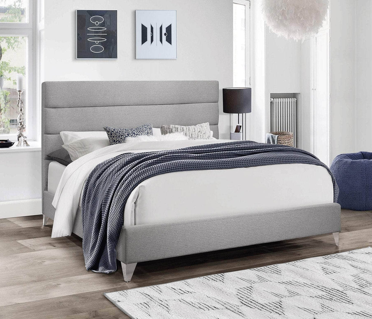 IFDC Brantford Fabric Platform Bed with Horizontal Deep Tufting in Grey, image 1