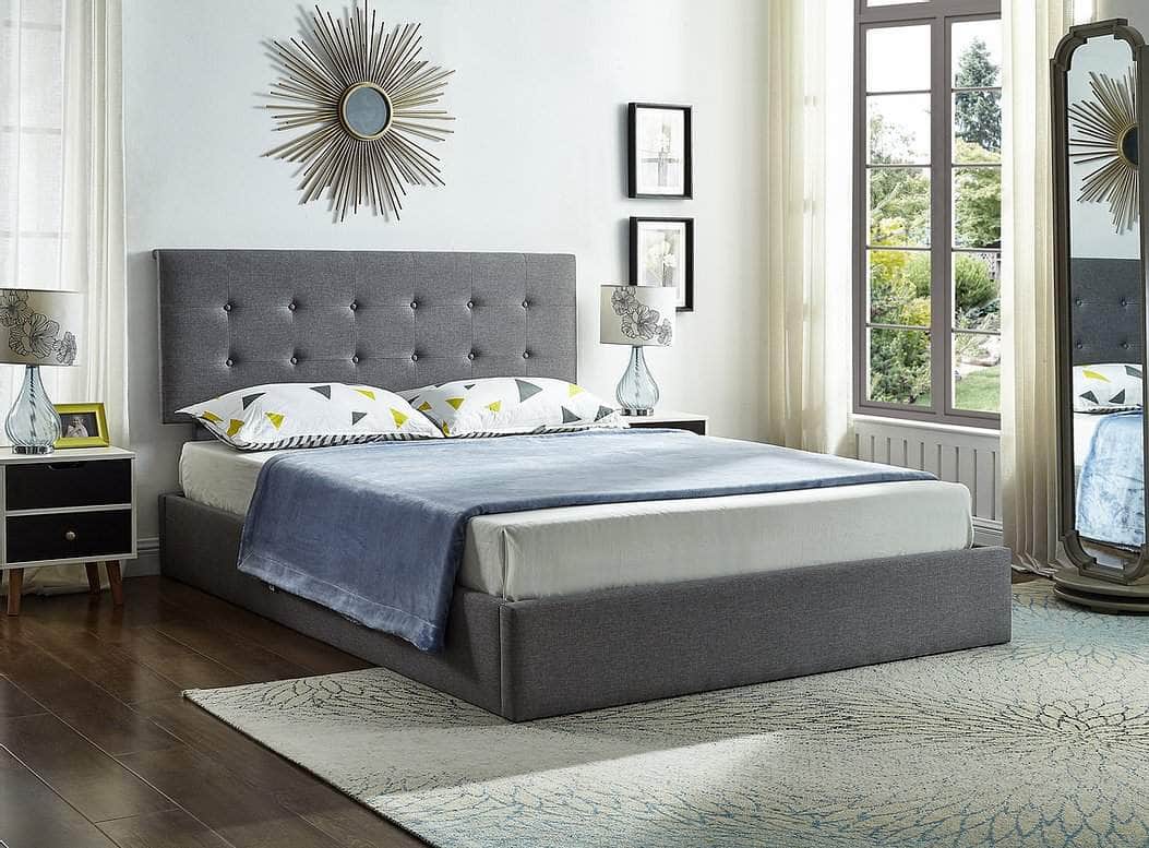 IFDC New Westminster Tufted Grey Fabric Platform Bed with Lift Storage, image 2