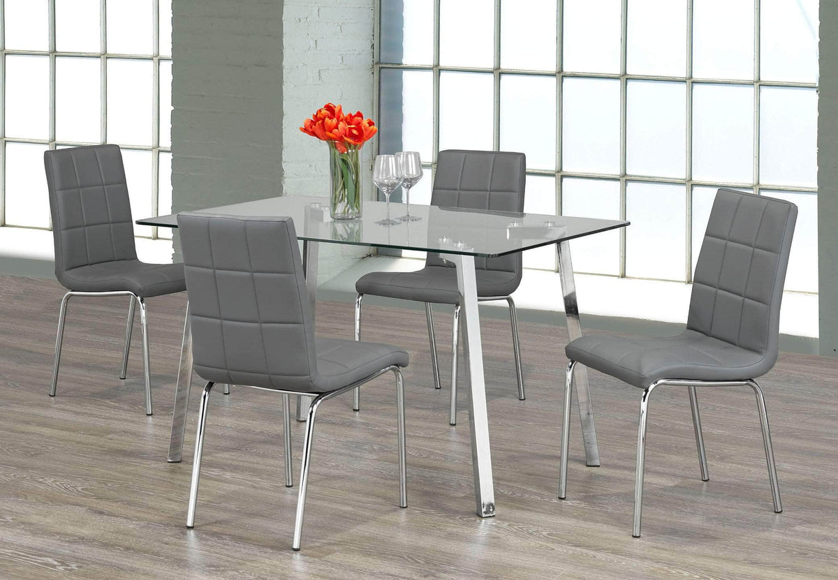 IFDC 51 Inch Comox 5 Piece Rectangular Glass Top Dining Room Furniture Set, image 1
