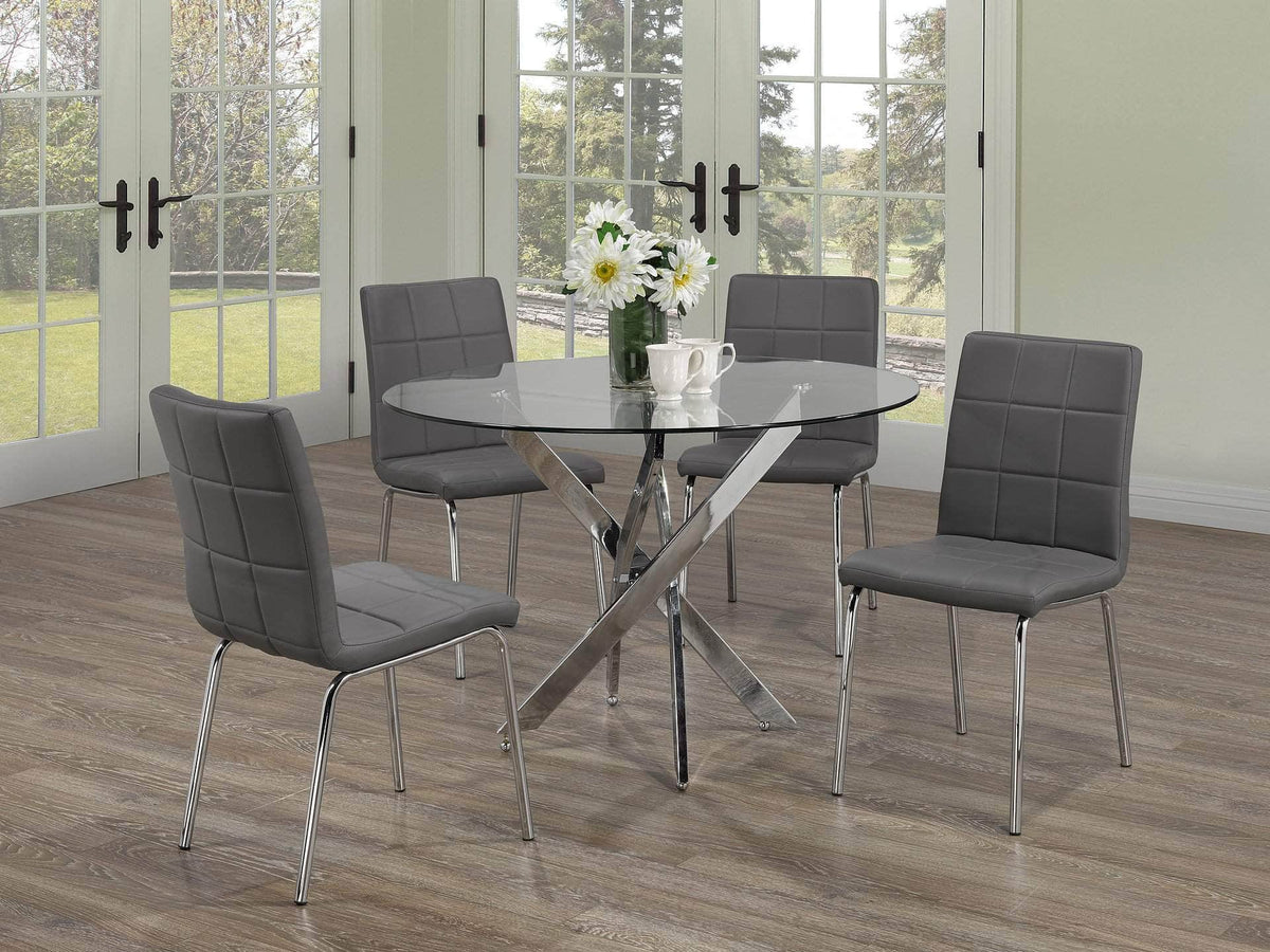 IFDC 44 Inch Ashcroft 5 Piece Round Glass Dining Room Furniture Set, image 1