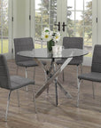 IFDC 44 Inch Ashcroft 5 Piece Round Glass Dining Room Furniture Set, image 1