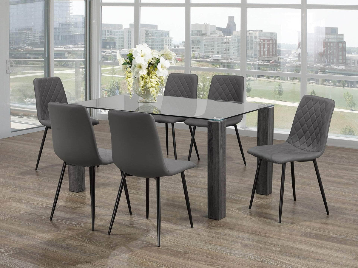 IFDC 59 Inch Port Alberni 7 Piece Glass Rectangular Dining Table Set, image 2