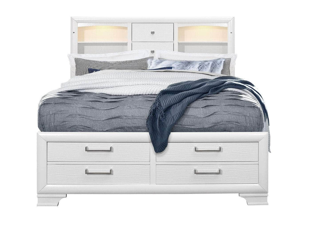 IFDC Jordyn 6 Piece White Storage Platform Bedroom Furniture Set, image 6