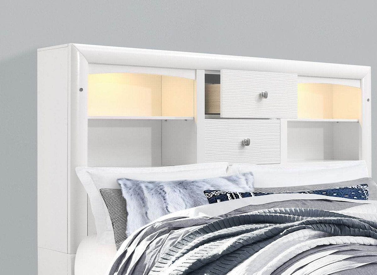 IFDC Jordyn 6 Piece White Storage Platform Bedroom Furniture Set, image 5