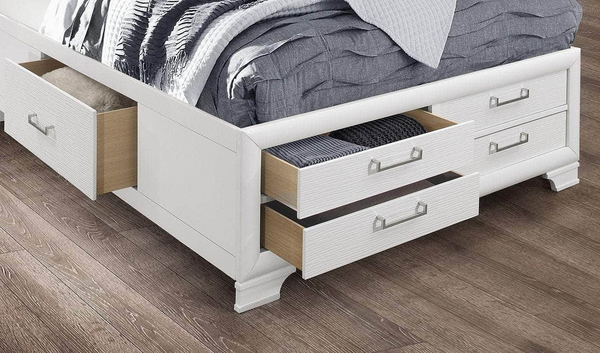 IFDC Jordyn 6 Piece White Storage Platform Bedroom Furniture Set, image 4