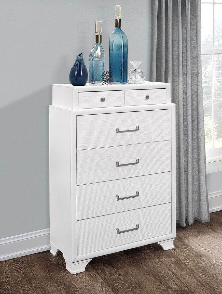 IFDC Jordyn 6 Piece White Storage Platform Bedroom Furniture Set, image 3