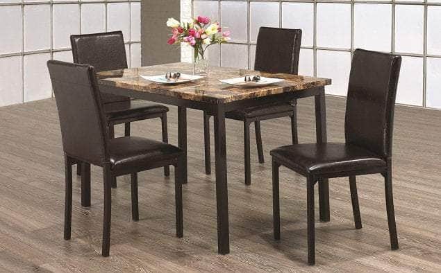 IFDC Pickering 5 Piece Faux Marble Top Dinette Set, image 1