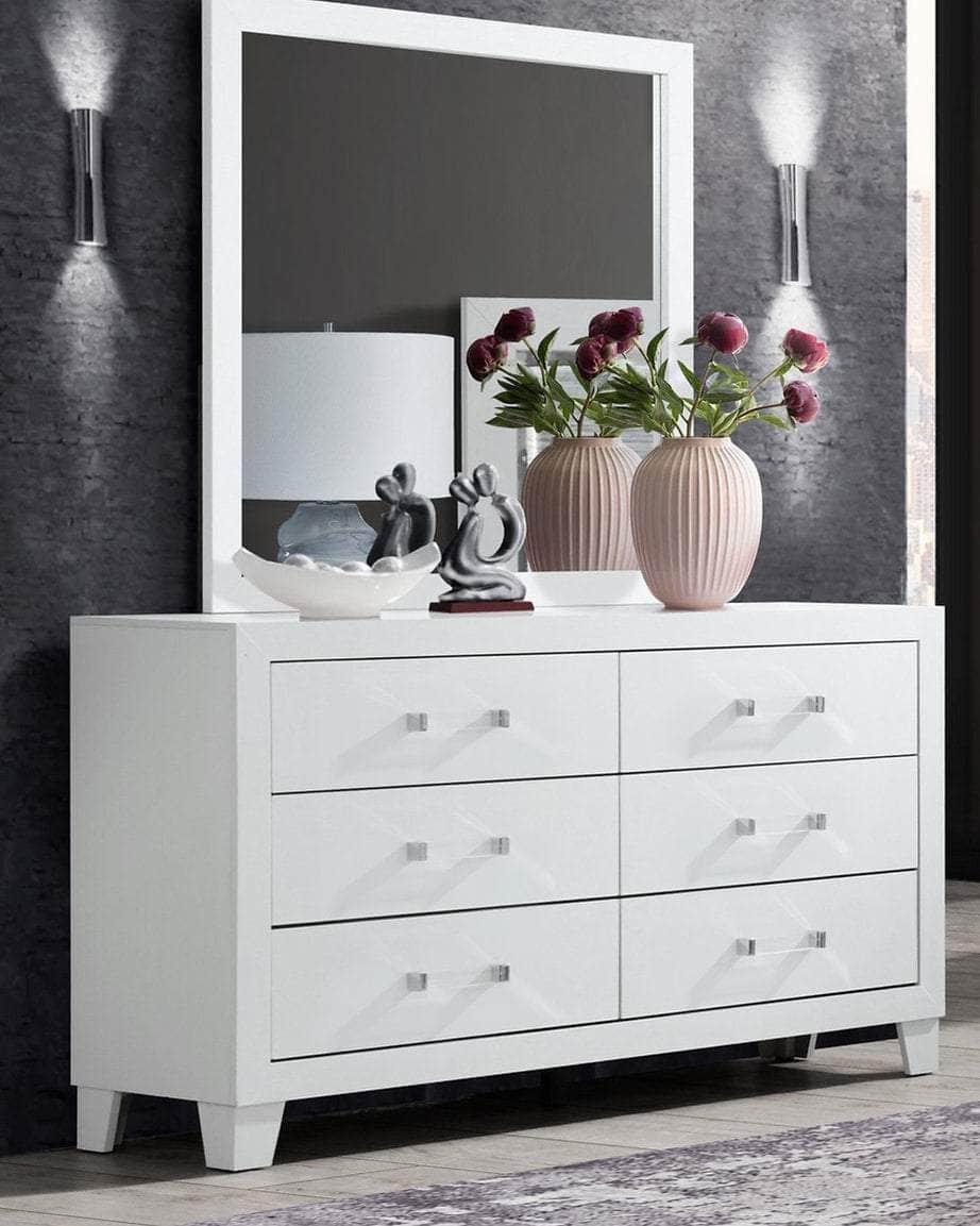 IFDC Lucia 6 Piece White Bedroom Furniture Set, image 5
