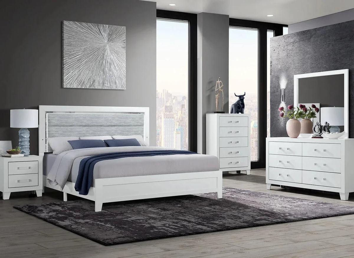 IFDC Lucia 6 Piece White Bedroom Furniture Set, image 1