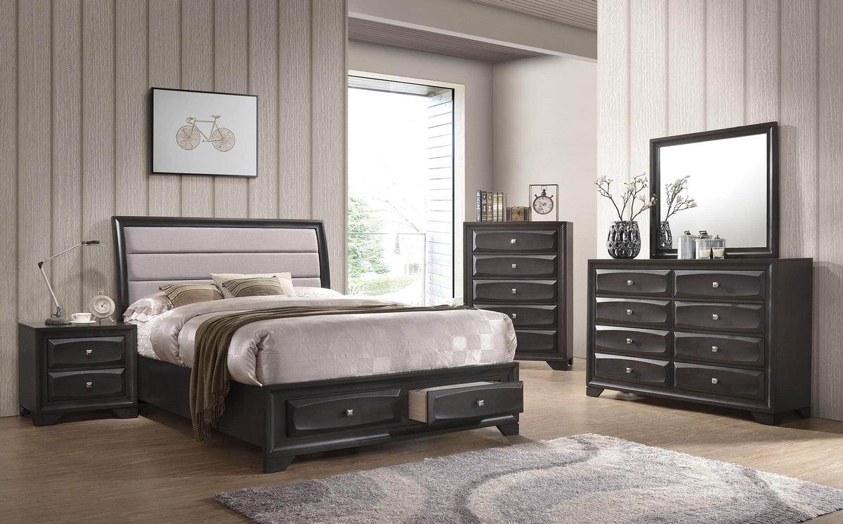 IFDC Natalie 5 Piece Storage Platform Bedroom Furniture Set, image 1