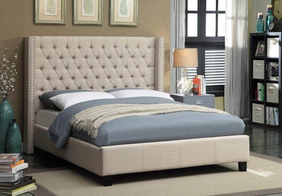 IFDC Coles Bay Linen Tufted Upholstered Wingback Platform Bed, image 1