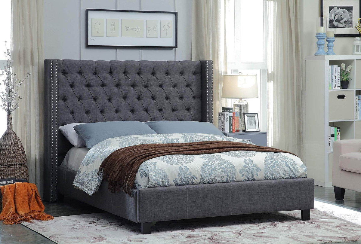 IFDC Coles Bay Linen Tufted Upholstered Wingback Platform Bed, image 3
