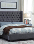 IFDC Coles Bay Linen Tufted Upholstered Wingback Platform Bed, image 3