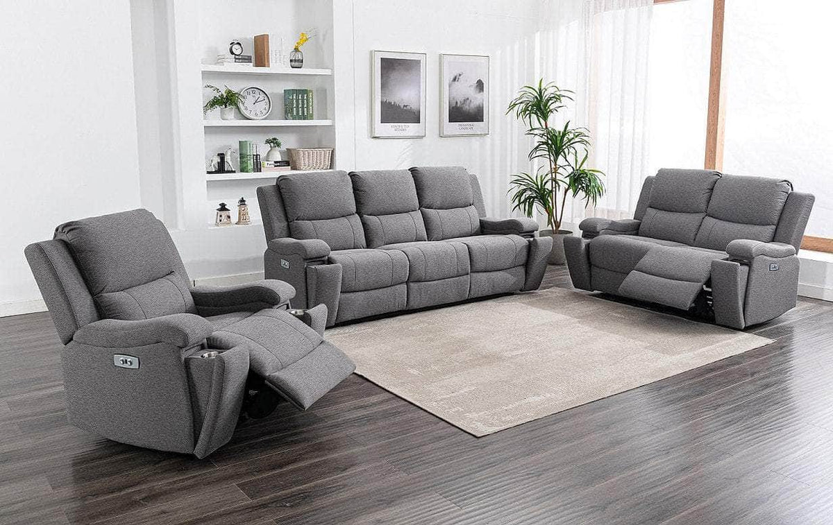 IFDC Mississauga Grey Fabric Power Recliner Living Room Collection, image 1