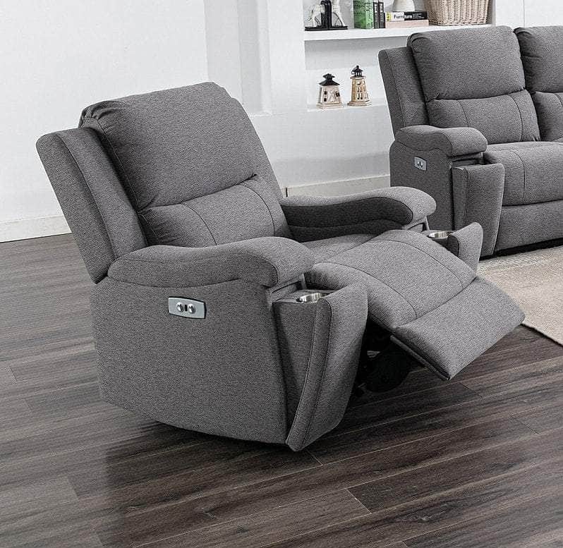 IFDC Mississauga Grey Fabric Power Recliner Living Room Collection, image 3