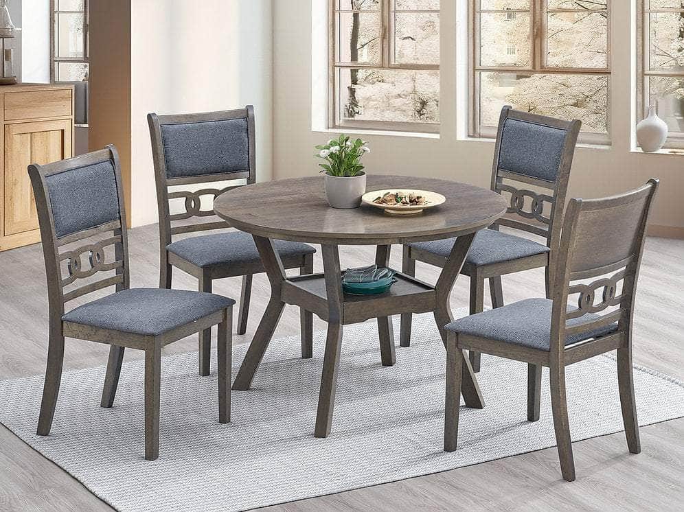 IFDC Coalhurst 5 Piece Round Rubber Wood and Wood Veneers Dining Room Furniture Set, image 5