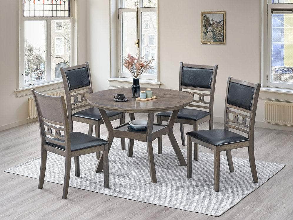 IFDC Coalhurst 5 Piece Round Rubber Wood and Wood Veneers Dining Room Furniture Set, image 1