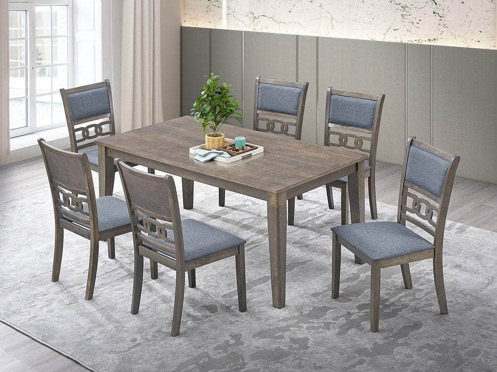 IFDC Canmore 7 Piece Rectangular Rubber Wood and Wood Veneers Dining Room Furniture Set, image 5
