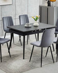 IFDC Edson 7 Piece Extendable Sintered Stone Marble Top with Black Steel Legs Dining Room Furniture Set, image 7