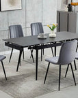 IFDC Edson 7 Piece Extendable Sintered Stone Marble Top with Black Steel Legs Dining Room Furniture Set, image 6