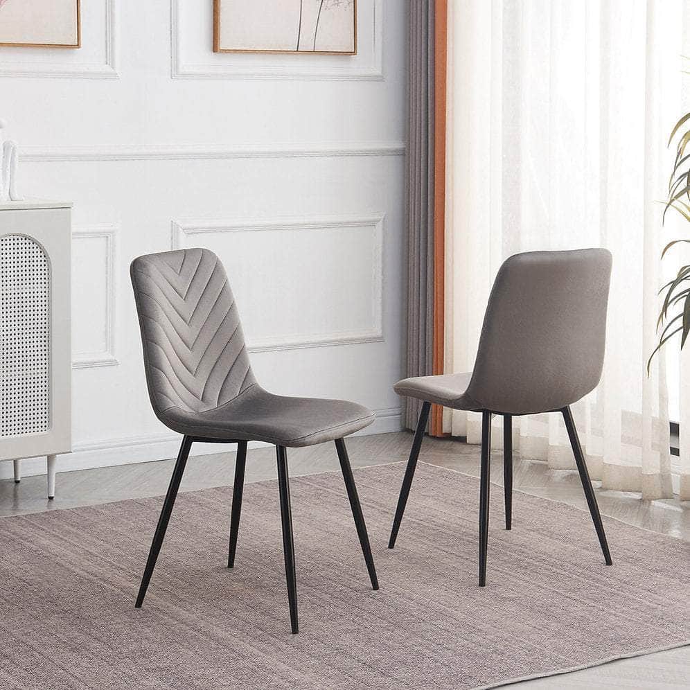 IFDC Blackfalds 7 Piece Extendable Sintered Stone Black Marble Top with Black Steel Legs Dining Room Furniture Set, image 5