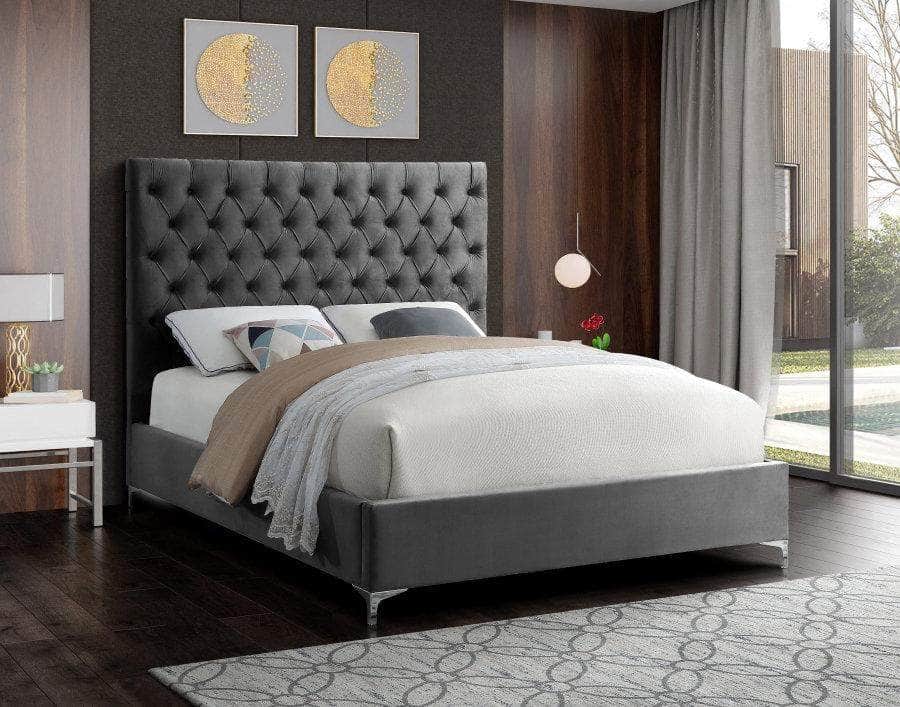 IFDC Oakville Velvet Button Tufted Platform Bed, image 1