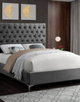 IFDC Oakville Velvet Button Tufted Platform Bed, image 1