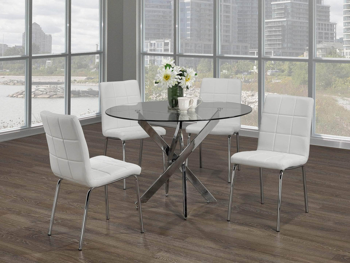 IFDC 44 Inch Ashcroft 5 Piece Round Glass Dining Room Furniture Set, image 3