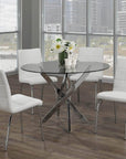 IFDC 44 Inch Ashcroft 5 Piece Round Glass Dining Room Furniture Set, image 3